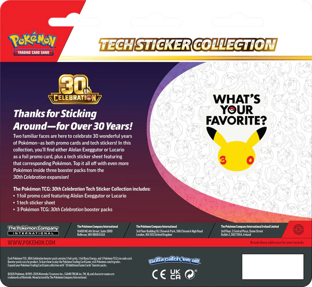 Pokémon TCG: 30th Celebration Tech Sticker Collection (EN)